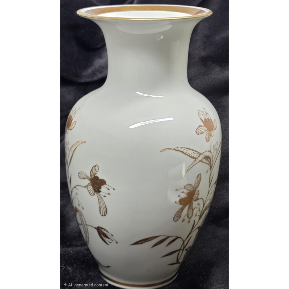 Vintage Reichenbach Fine China Porcelain Vase White and Gold Floral Lily Gilt Ur